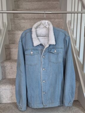Womens Sherpa Lined Denim Jacket 1X